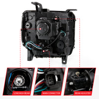 ANZO 2016-2019 GMC Sierra 1500 Projector Headlight Plank Style Black w/ Sequential Amber Signal