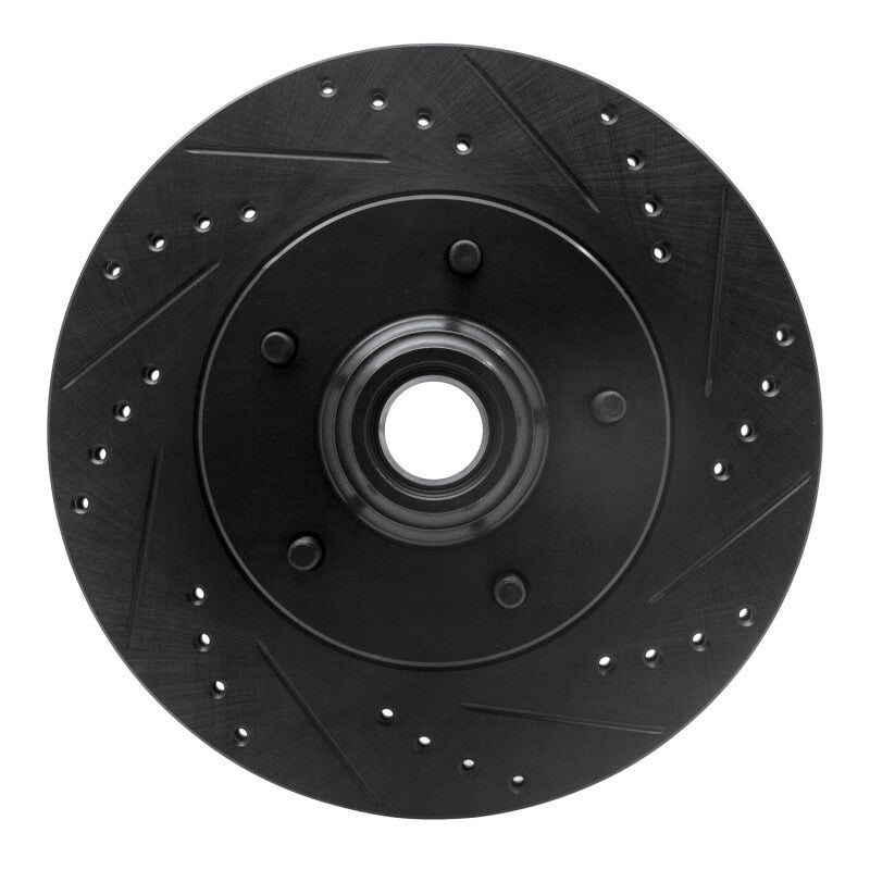 R1 Concepts R1 97-99 Ford F-150 RWD Front Right Drilled & Slotted Black Brake Rotor