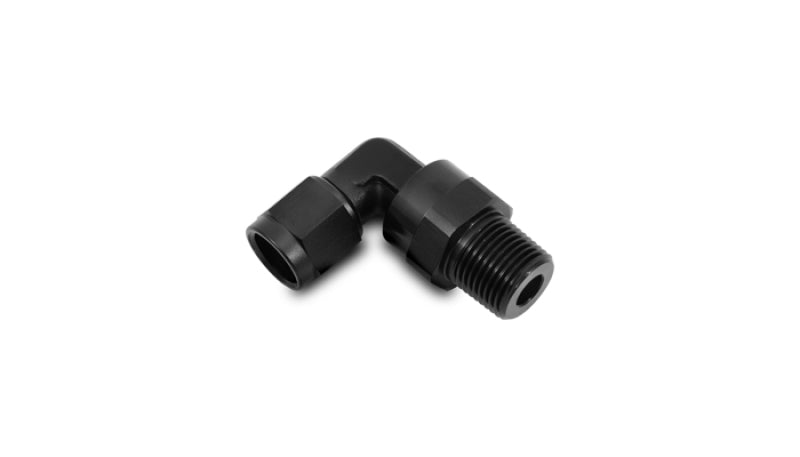 Vibrant -6AN to 1/4in NPT Female Swivel 90 Degree Adapter Fitting