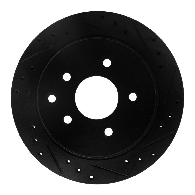 R1 Concepts R1 93-01 Infiniti Q45 Rear Right Drilled & Slotted Black Brake Rotor