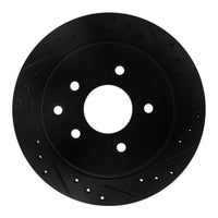 R1 Concepts R1 93-01 Infiniti Q45 Rear Right Drilled & Slotted Black Brake Rotor