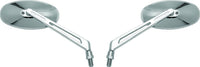 BikeMaster Oval Mirror Machined Arm w/10mm/Yam 10mm/HD Adapters - Pair - Chrome
