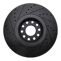 R1 Concepts R1 00-03 Audi A8 Front Right Drilled & Slotted Black Brake Rotor