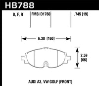 Hawk Performance Hawk 15-17 VW Golf / Audi A3/A3 Quattro Performance Ceramic Street Front Brake Pads