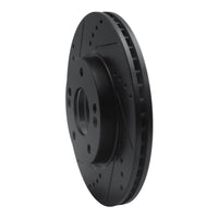 R1 Concepts R1 2011-2025 Hyundai Elantra Coupe Front Left Drilled & Slotted Black Brake Rotor