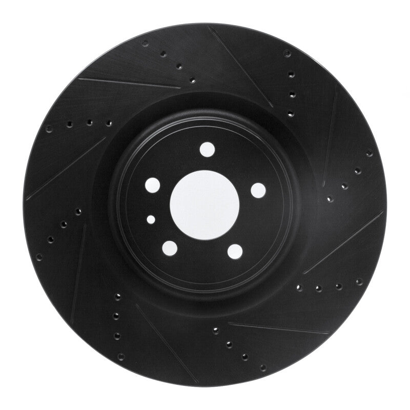 R1 Concepts R1 13-14 Ford Mustang Front Right Drilled & Slotted Black Brake Rotor