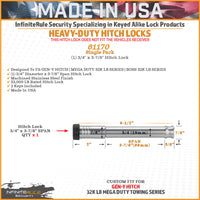 GEN-Y Hitch Gen-Y InfiniteRule (1) 3/4in x 3-7/8in Hitch Lock w/2 Keys