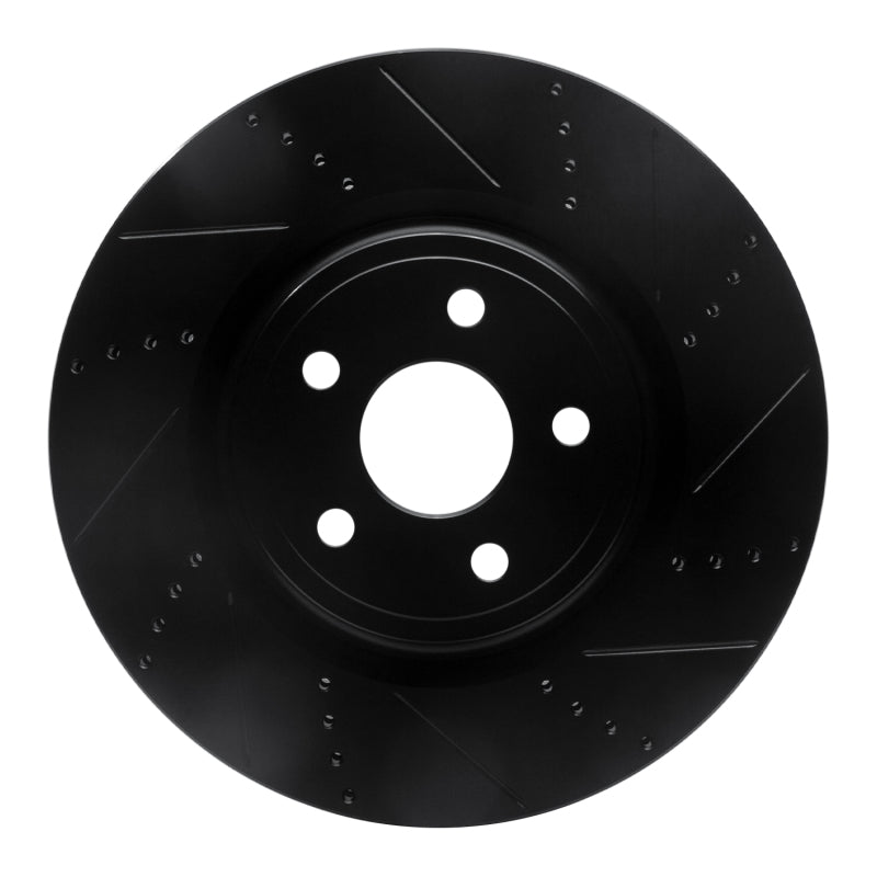 R1 Concepts R1 2012-2025 Dodge Durango Front Right Drilled & Slotted Black Brake Rotor