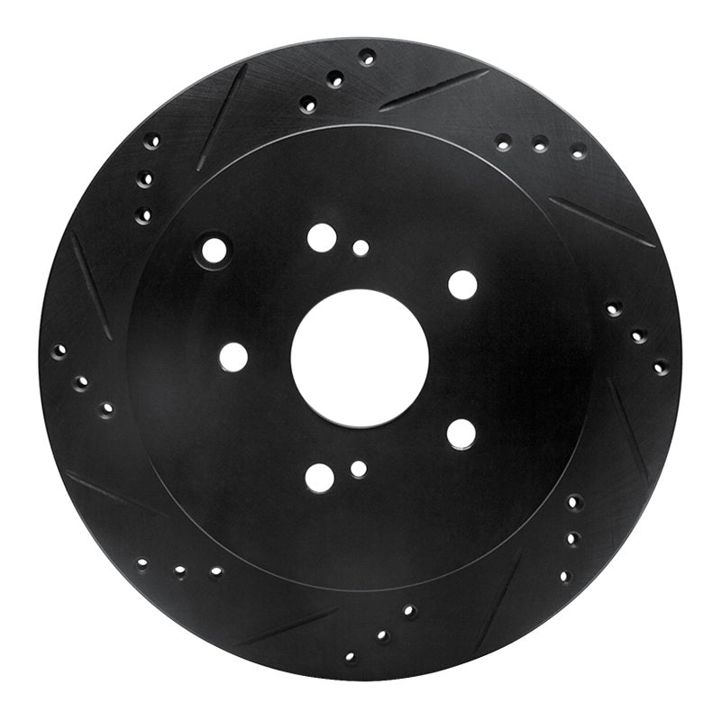 R1 Concepts R1 09-17 Suzuki Grand Vitara Rear Left Drilled & Slotted Black Brake Rotor