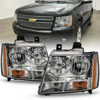 ANZO 2007-2014 Chevy Tahoe Crystal Headlight Chrome Amber(OE)