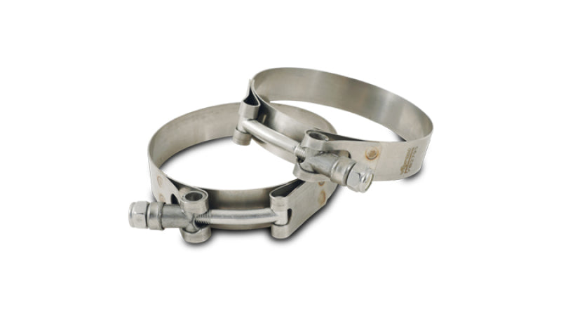 Vibrant Stainless Steel T-Bolt Clamps - Clamp Range 2.63in-2.87in (2 Pack)