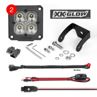 XKGLOW XK Glow Flush Mount XKchrome 20w LED Cube Light w/ RGB Accent Light Kit w/ Cntrlr- Driving Beam 2pc