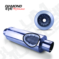 Diamond Eye Performance Diamond Eye MFLR 4inID SGL IN/SGL OUT 7inDIA X 24in BODY 30in LENGTH LOUVERED SLOTTED ENDS 409 SS