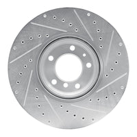 R1 Concepts R1 95-01 BMW 750IL Front Left Drilled & Slotted Silver Brake Rotor