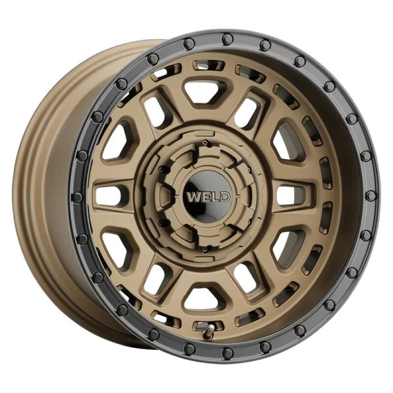Weld Off-Road Crux 20x9in / 5x127 BP / ET 0 / 87.1mm Bore - Satin Bronze / Satin Black Ring Wheel