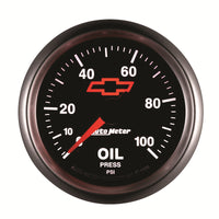 Autometer GM Bowtie Black 2-1/16in 0-100 PSI Oil Pressure - Stepper Motor