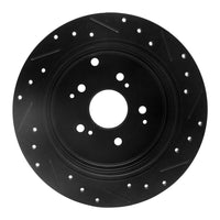 R1 Concepts R1 01-08 Acura MDX Rear Left Drilled & Slotted Black Brake Rotor