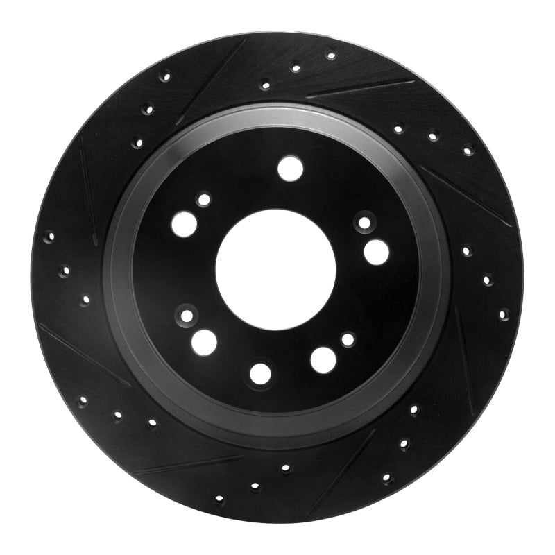 R1 Concepts R1 05-12 Acura RL Rear Left Drilled & Slotted Black Brake Rotor