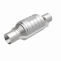 MagnaFlow Univ Conv 2in In/Out Ctr/Ctr Round 9in Body L x 5.125in W x 13in Overall L Single O2 Port