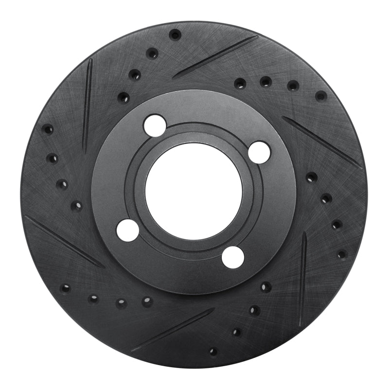 R1 Concepts R1 84-87 Audi 4000 Quattro Front Left Drilled & Slotted Black Brake Rotor