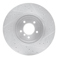 R1 Concepts R1 04-10 BMW 650I Convertible Front Left Drilled & Slotted Silver Brake Rotor