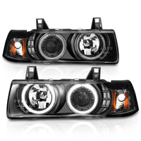 ANZO 1992-1998 BMW 3 Series E36 Projector Headlights w/ Halo Black G2 1 pc