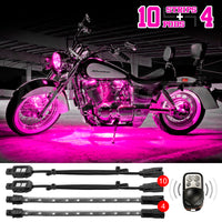 XKGLOW XK Glow Strips Single Color XKGLOW LED Accent Light Motorcycle Kit Pink - 10xPod + 4x8In
