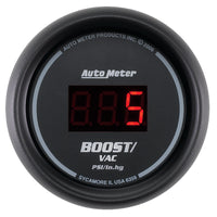 Autometer Black 52mm 30 In Hg.-Vac./30 PSI Digital Vacuum/Boost Gauge