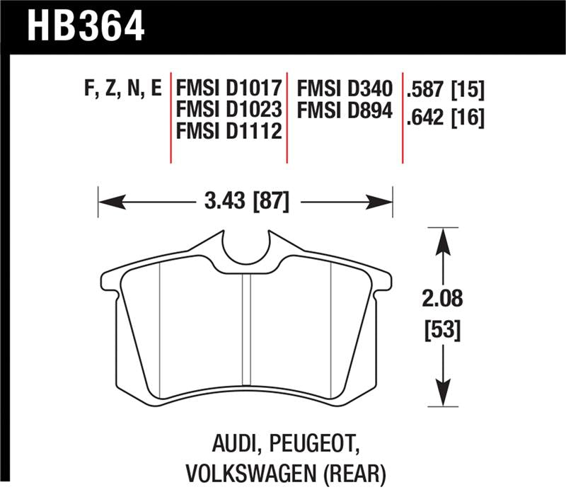 Hawk Performance Hawk 2010-2013 Audi A3 TDI HPS 5.0 Rear Brake Pads