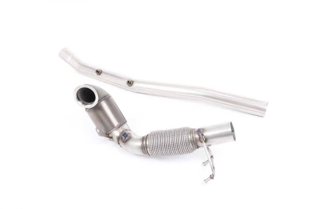 MillTek Audi Volkswagen Seat Large Bore Downpipe with Hi-Flow Sports Catalyst & GPF Delete Section (Inc. MK7.5 Golf R, 8V.2 S3 & Leon ST Cupra)