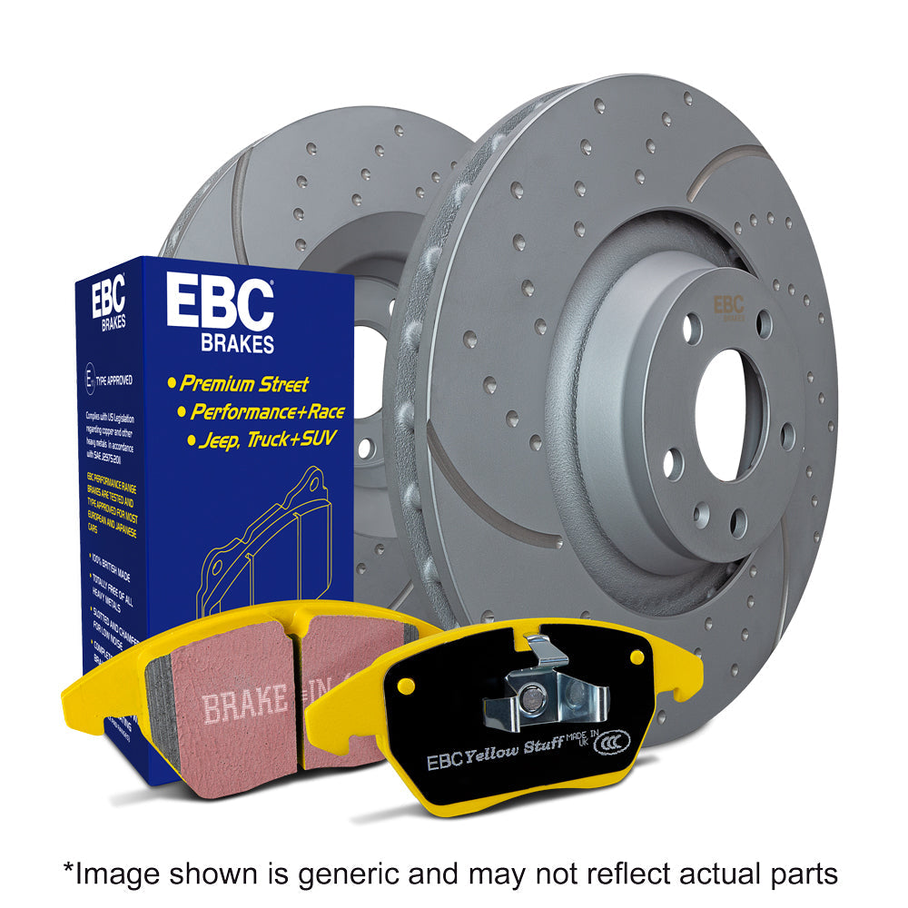 EBC PD13KF870 Ford Fiesta Mk8 Yellowstuff Front Brake Pad & GD Disc Kit - ATE Caliper - EBC BRAKES