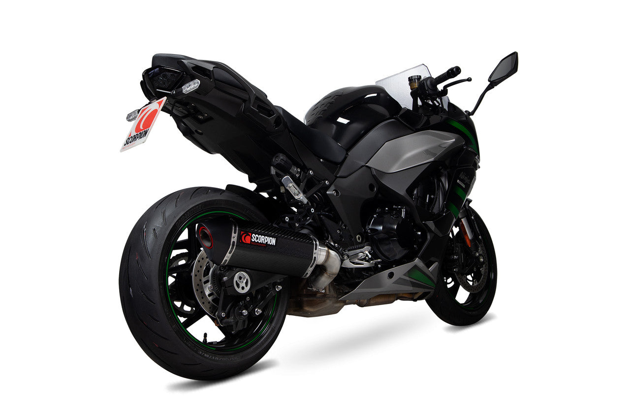 Scorpion RKA137CEO Serket Parallel Slip-on Carbon Fibre Sleeve. Fits With Panniers - Ninja 1000 SX - 2020 - 2024