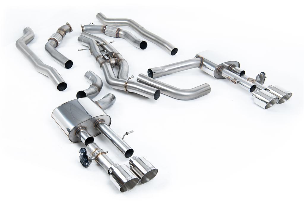 MillTek SSXAU948 Particulate Filter-back Non-Resonated (Louder) OPF/GPF Back System (Twin 80mm) with GT-115 Polished Trims