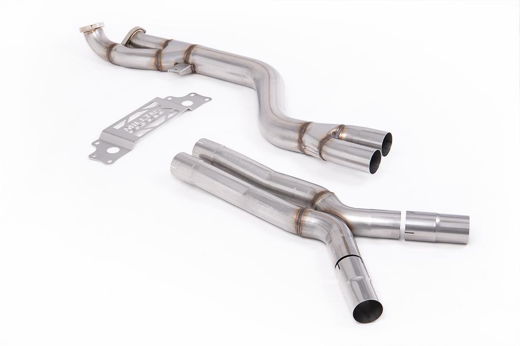 MillTek SSXBM1332 Secondary Catalyst Bypass Single Mid Pipe 102mm - Non Resonated with X Pipe to Milltek Axle Back Only