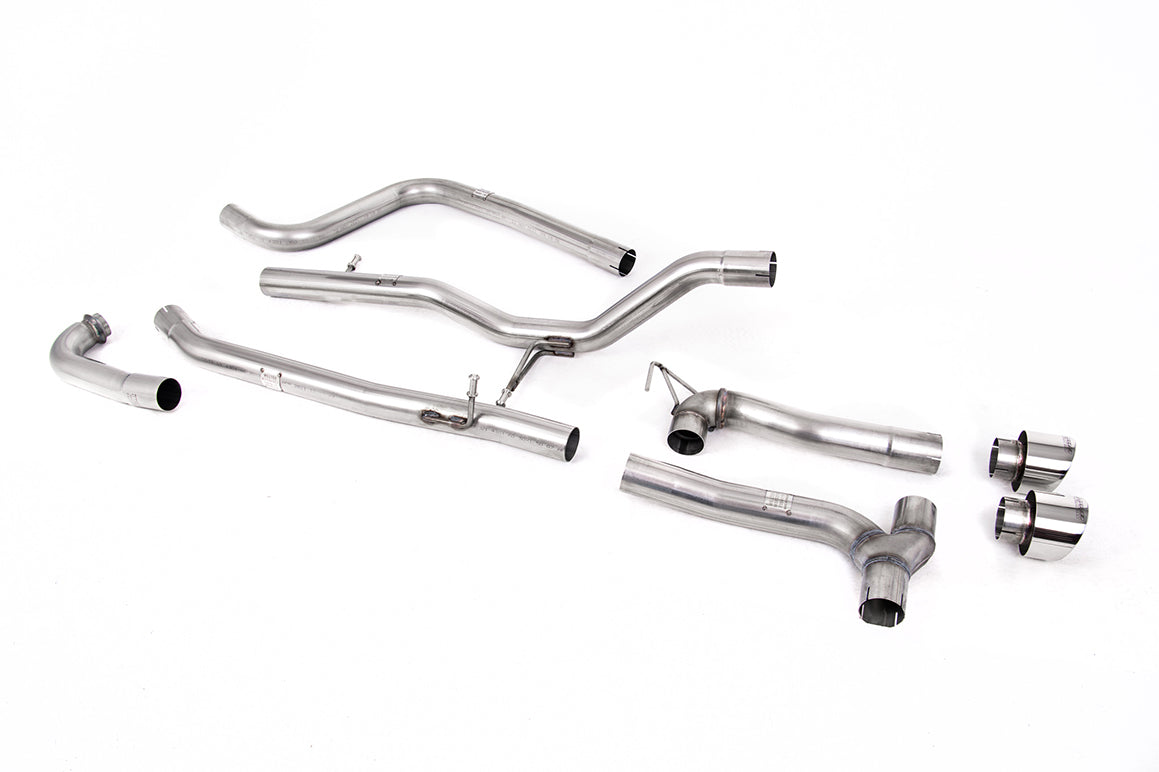 MillTek SSXFD371M Ford Fiesta MK8 1.0T ST Line (Non GPF Models) Dual Outlets - Non Resonated (Louder) Dual Outlet Exhaust System with Polished GT-100 Trim (Includes Maxton Diffuser)