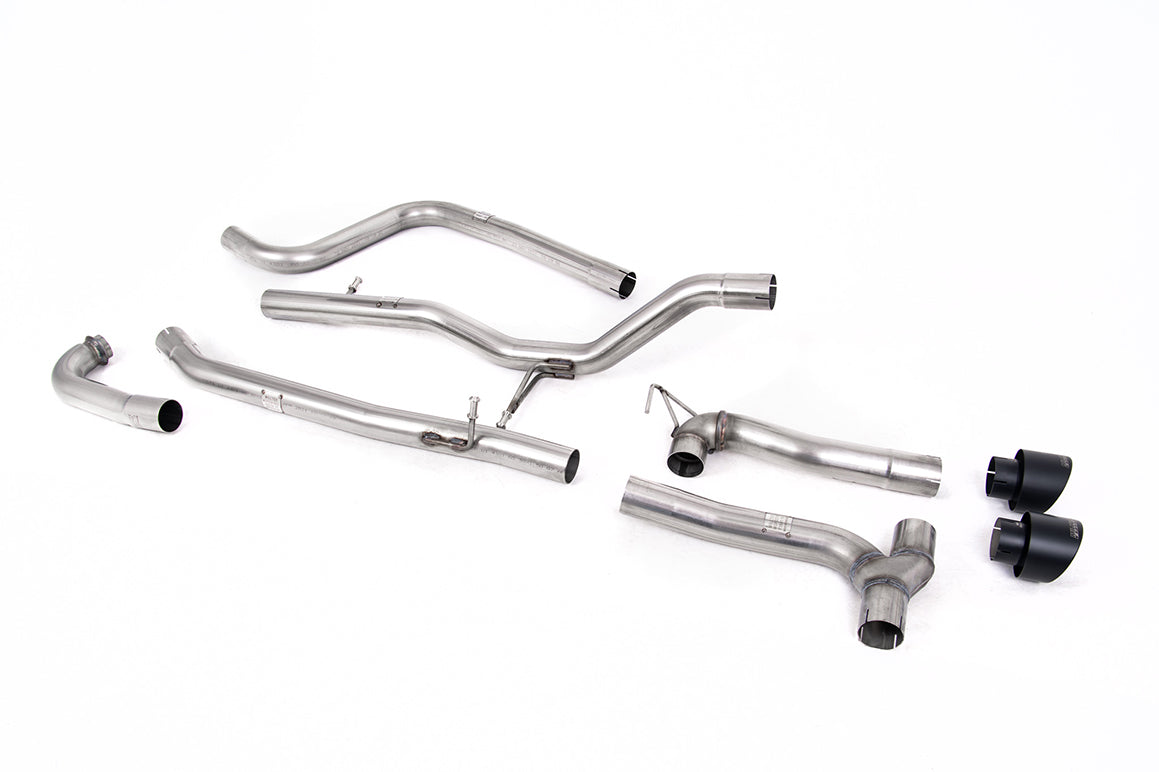 MillTek SSXFD372M Ford Fiesta MK8 1.0T ST Line (Non GPF Models) Dual Outlets - Non-Resonated (Louder) Dual Outlet Exhaust System with Cerakote Black GT-100 Trims (Includes Maxton Diffuser)