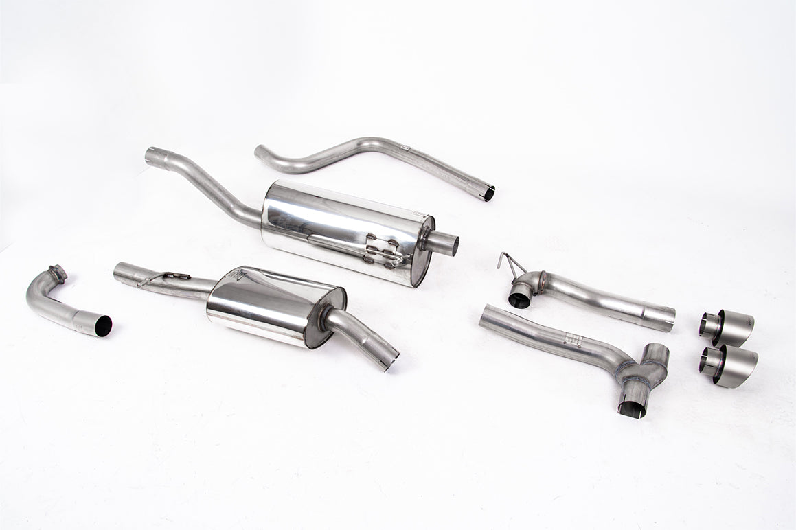 MillTek SSXFD377M Ford Fiesta MK8 1.0T ST Line (Non GPF Models) Dual Outlets - Resonated (Quieter) Dual Outlet Exhaust System Brushed Titanium GT-100 Trims (Includes Maxton Diffuser)