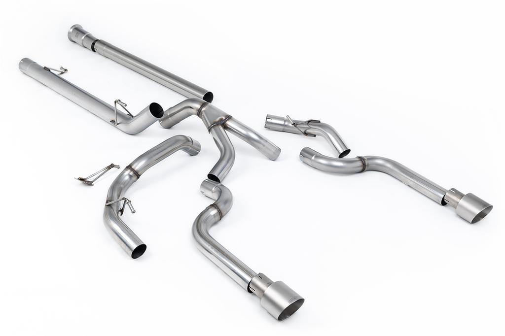 MillTek SSXFD482 Cat-back Dual Outlet (Non Tremor Models) - Non-Resonated (Louder) with 2 x GT-100 Brushed Titanium Tips
