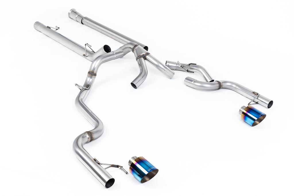 MillTek SSXFD499 Cat-back Dual Outlet - Race Non-Resonated (Louder) with GT-115 Burnt Titanium Tips