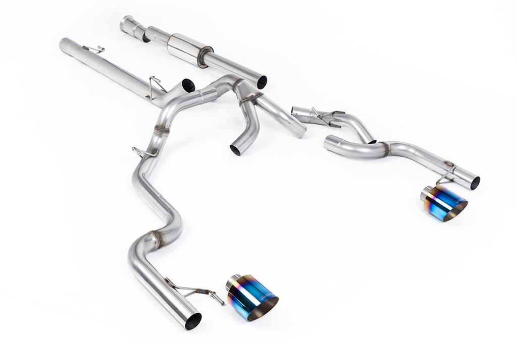 MillTek SSXFD503 Cat-back Dual Outlet - Race Part-Resonated (Louder) with GT-115 Burnt Titanium Tips