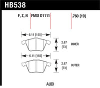 Hawk Performance Hawk 2009-2009 Audi A4 Cabriolet HPS 5.0 Front Brake Pads
