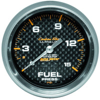Autometer Carbon Fiber 66.7mm 0-15 PSI W/O ISO Fuel Pressure Gauge