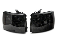 Raxiom 07-14 Chevrolet Silverado 1500 HD Axial OEM Rep Headlights- Chrome Housing- Smoked Lens
