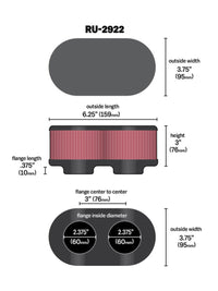 K&N Engineering K&N Filter Universal Filter 2 3/4 inch Dual Flange GSXR Oval (2/Box)