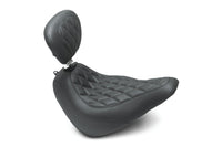 Mustang Motorcycle Mustang 18-21 Harley Softail Slim Wide Tripper Solo Seat w/Driver Backrest Diamond Stitch - Black