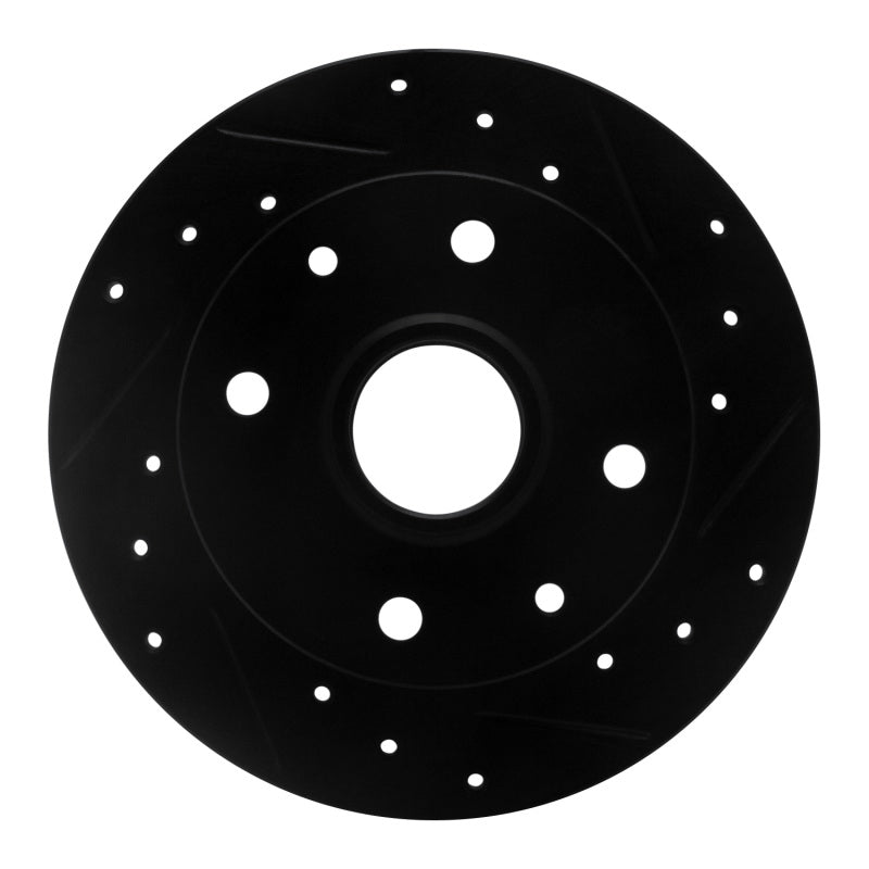R1 Concepts R1 81-85 Mazda RX-7 Rear Right Drilled & Slotted Black Brake Rotor