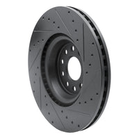 R1 Concepts R1 2022+ Volkswagen GTI Mk 8 Front Left Drilled & Slotted Black Brake Rotor