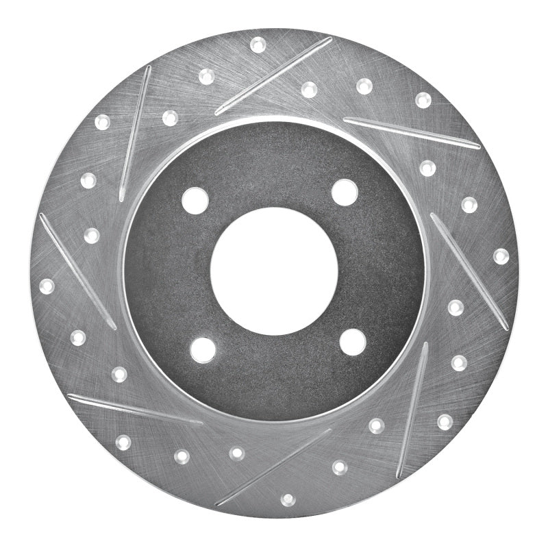 R1 Concepts R1 04-06 Nissan Sentra Rear Left Drilled & Slotted Silver Brake Rotor