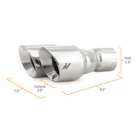 Mishimoto Dual Offset Tips 2.5in Inlet 3in Outlet Slash Cut - Polished