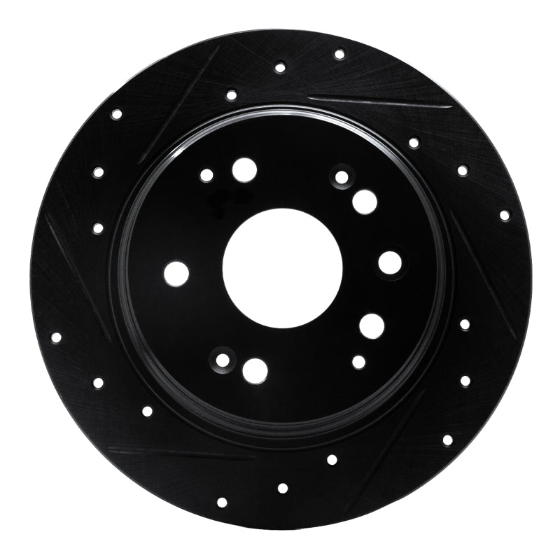 R1 Concepts R1 01-03 Acura CL Rear Left Drilled & Slotted Black Brake Rotor